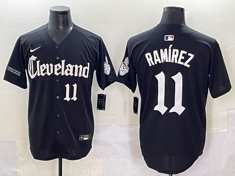 Men 2025 Cleveland Indians #11 Ramirez Black Five generations Joint Name Nike MLB Jersey style 9->cleveland indians->MLB Jersey
